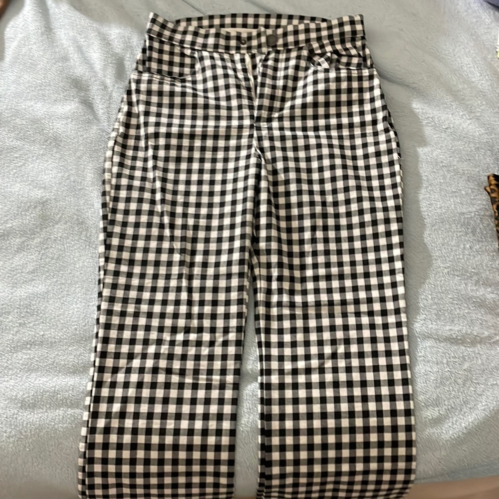 Free People Checkered straight pants. Size S